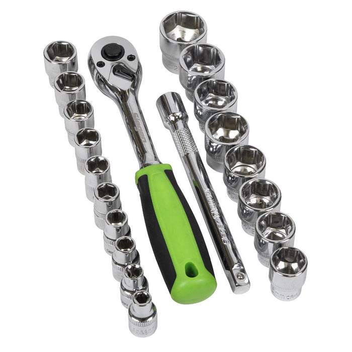 Sealey Socket Set 19pc 3/8"Sq Drive 6pt WallDrive Metric S01243 Sealey - Dynamic Drive