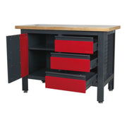 Sealey Workstation with 3 Drawers & Cupboard AP1372B Sealey - Dynamic Drive