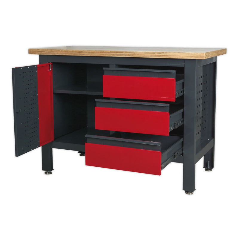 Sealey Workstation with 3 Drawers & Cupboard AP1372B Sealey - Dynamic Drive