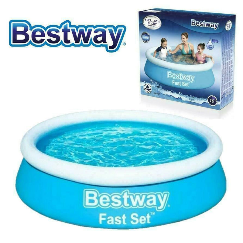 Bestway 6Ft X 20 inch Fast Set Swimming Pool Paddling Water Garden Fun Kids Bestway - Dynamic Drive