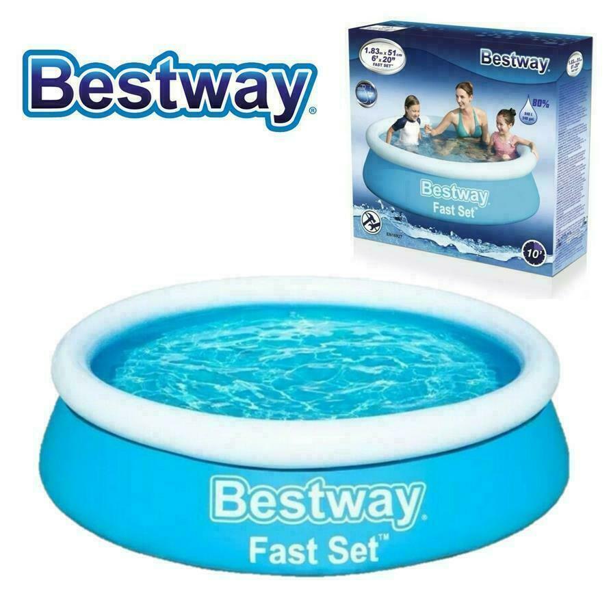Bestway 6Ft X 20 inch Fast Set Swimming Pool Paddling Water Garden Fun Kids Bestway - Dynamic Drive