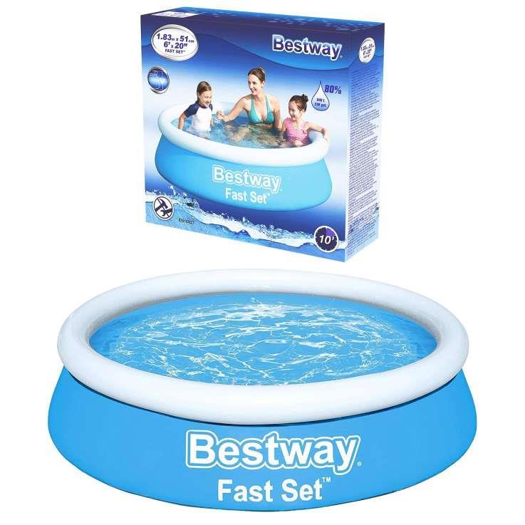 Bestway 6Ft X 20 inch Fast Set Swimming Pool Paddling Water Garden Fun Kids Bestway - Dynamic Drive