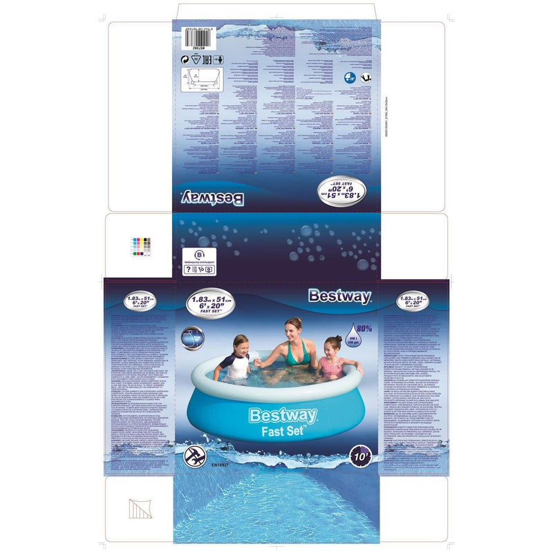 Bestway 6Ft X 20 inch Fast Set Swimming Pool Paddling Water Garden Fun Kids Bestway - Dynamic Drive