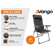 Vango Hyde DLX Grey Recliner Camping Chair Vango - Dynamic Drive