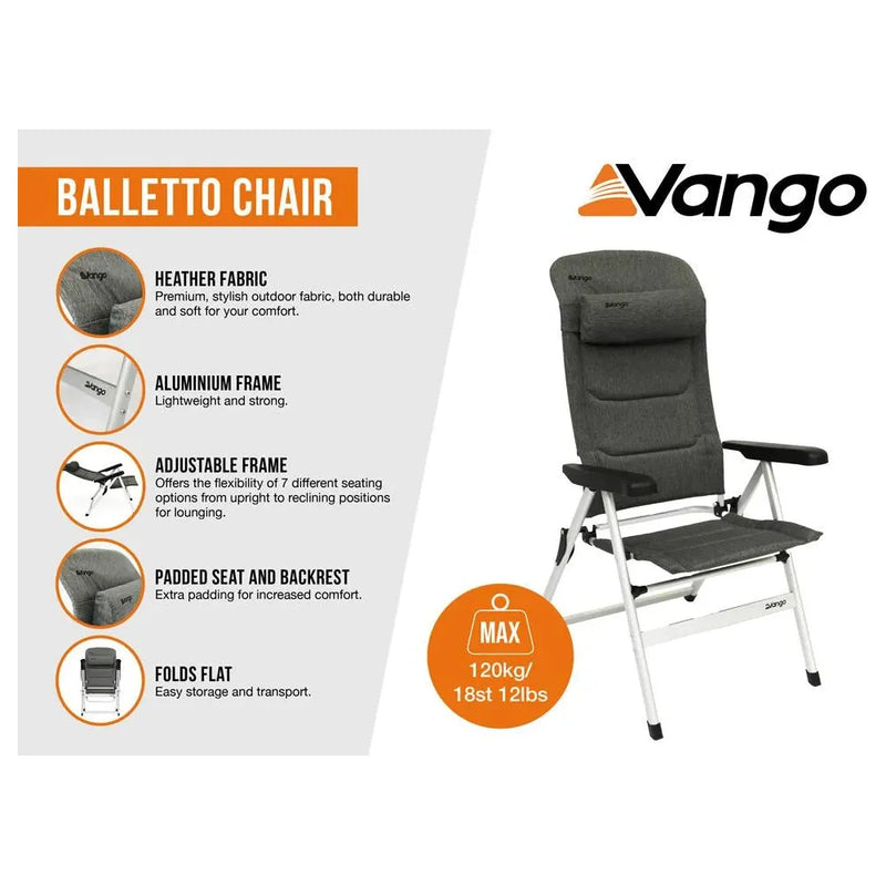 Vango Balletto Grey Recliner Chair Tall Heather Vango - Dynamic Drive