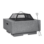 Dellonda Square Fire Pit with BBQ Grill Safety Mesh Screen Fire Poker Dark Grey Dellonda - Dynamic Drive