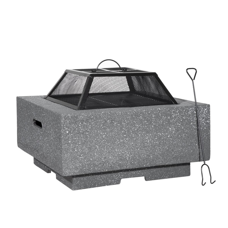 Dellonda Square Fire Pit with BBQ Grill Safety Mesh Screen Fire Poker Dark Grey Dellonda - Dynamic Drive