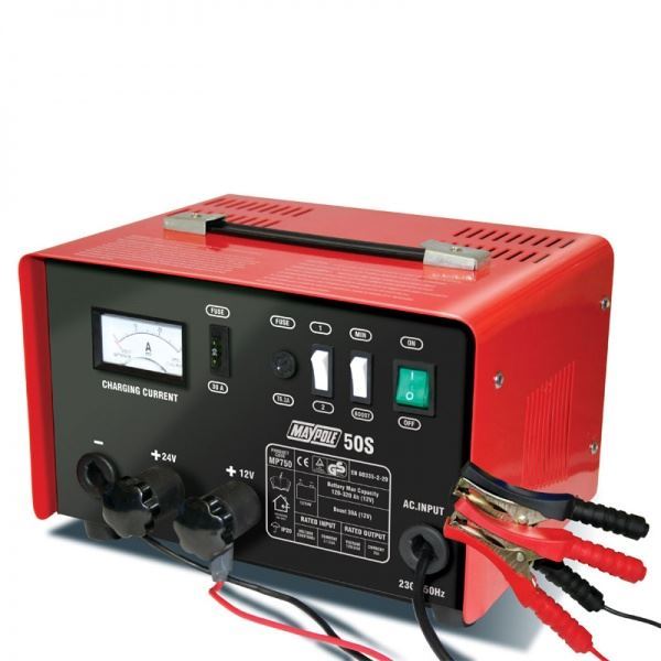 Maypole Heavy Duty Steel 30 Amp 12V/24V Car Van Tractor Battery Charger Mp750 Town Tools - Dynamic Drive