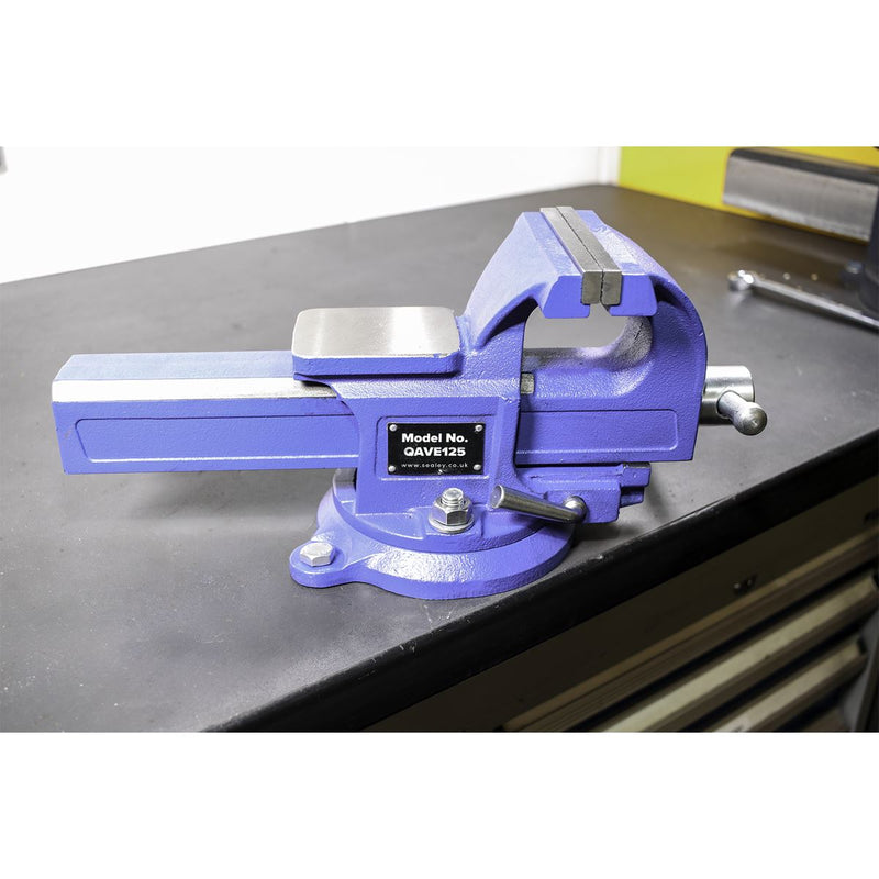 Sealey Vice 125mm Quick Action Swivel Base SG Iron QAVE125 Sealey - Dynamic Drive