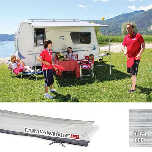 Fiamma Grey Caravanstore 280 XL Royal Grey Fabric (07740C01R) Manual Awning Rail Fiamma - Dynamic Drive