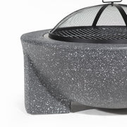 Dellonda Round MgO Fire Pit with BBQ Grill Ø75cm Safety Mesh Screen - Dark Grey Dellonda - Dynamic Drive