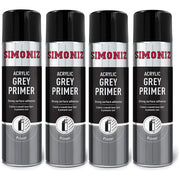 4x Simoniz Large Grey Primer Acrylic Aerosol Auto Car Spray Paint 500ml SIMP11D SIMONIZ  - Dynamic Drive