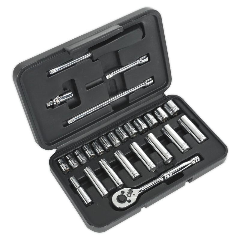 Siegen by Sealey Socket Set 26Pc 1/4Inchsq Drive 6Pt Walldrive Metric Siegen by Sealey - Dynamic Drive