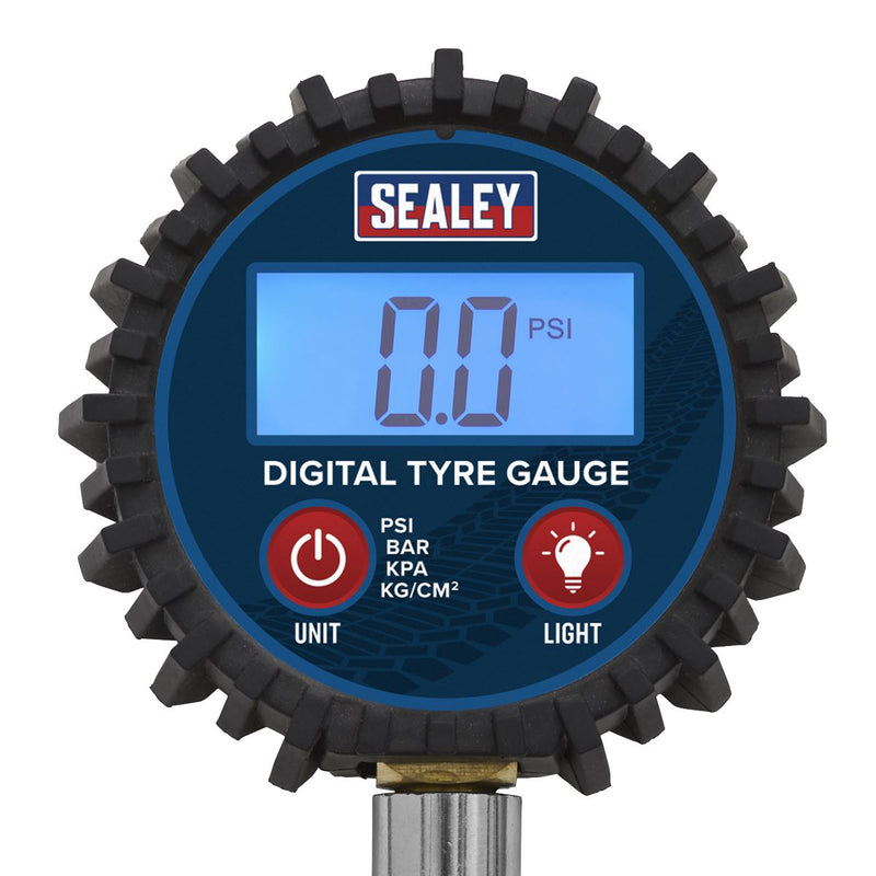 Sealey Digital Tyre Pressure Gauge with Swivel Head & Quick Release TST001 Sealey - Dynamic Drive