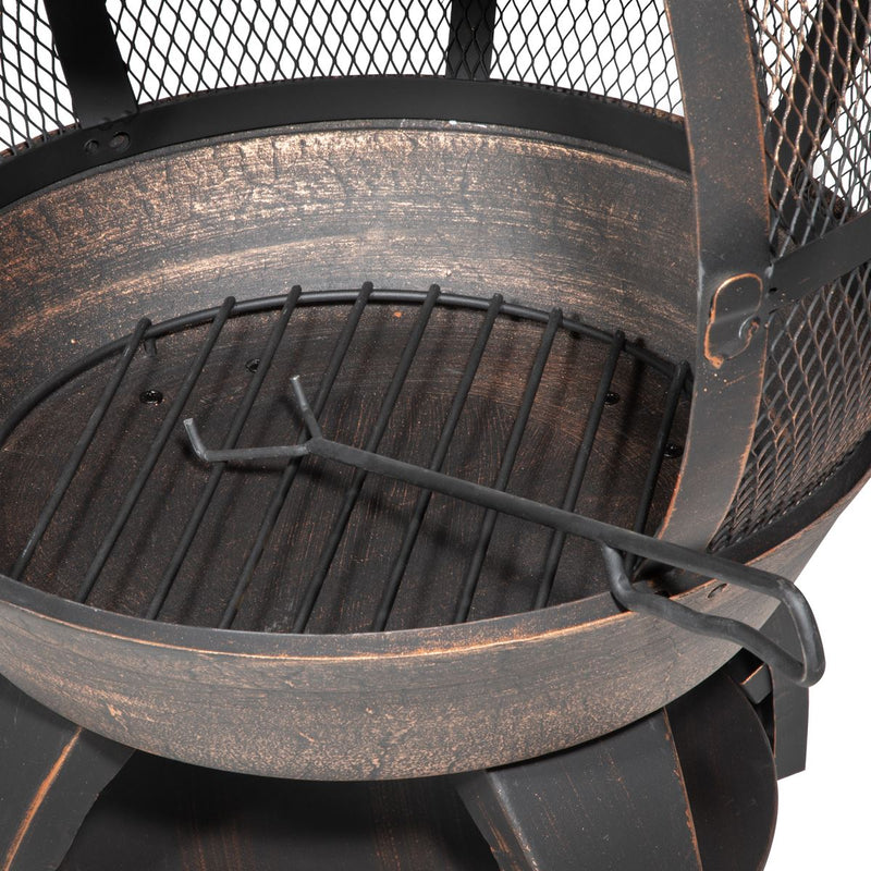 Dellonda Deluxe 360 Chiminea/Fire Pit - Antique Bronze Finish Dellonda  - Dynamic Drive