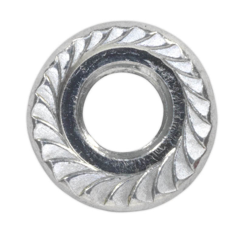 Sealey Flange Nut Serrated M5 Zinc DIN 6923 Pack of 100 FN5 Sealey  - Dynamic Drive