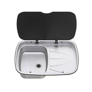 Thetford Argent Sink & Right Hand Drainer with Black Glass Lid Thetford - Dynamic Drive