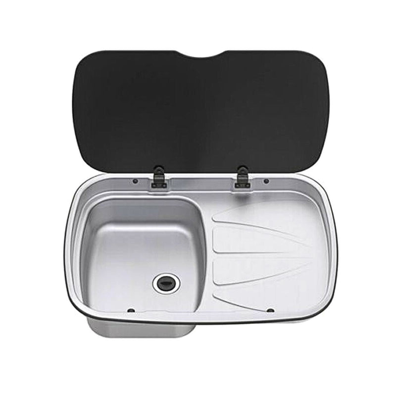 Thetford Argent Sink & Right Hand Drainer with Black Glass Lid Thetford - Dynamic Drive