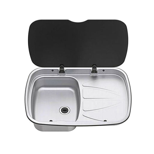 Thetford Argent Sink & Right Hand Drainer with Black Glass Lid Thetford - Dynamic Drive
