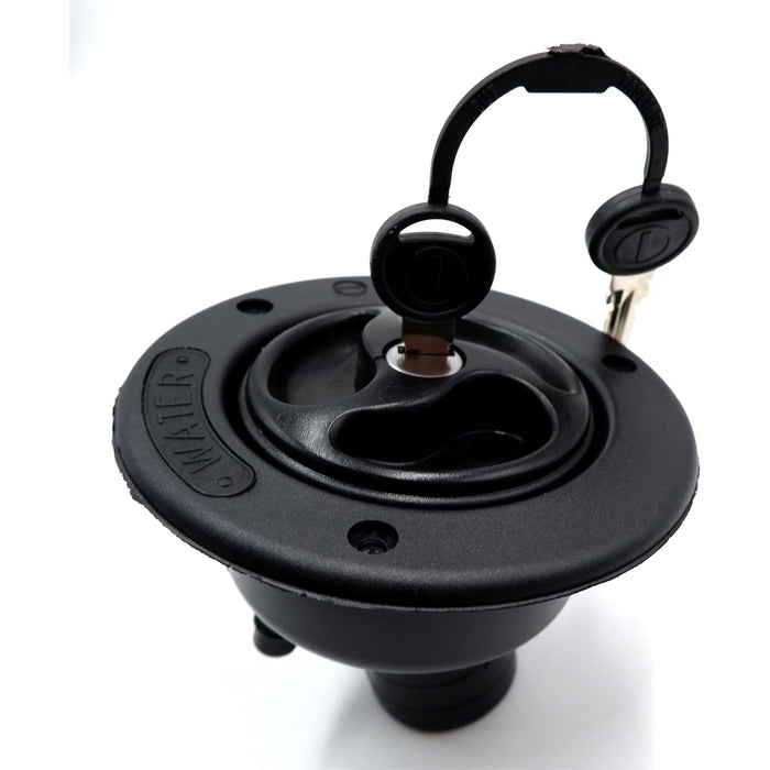 Black Water Inlet Hatch 40mm w/ Locking Filler Cap 78mm Motorhome Caravan Boat Crusader - Dynamic Drive