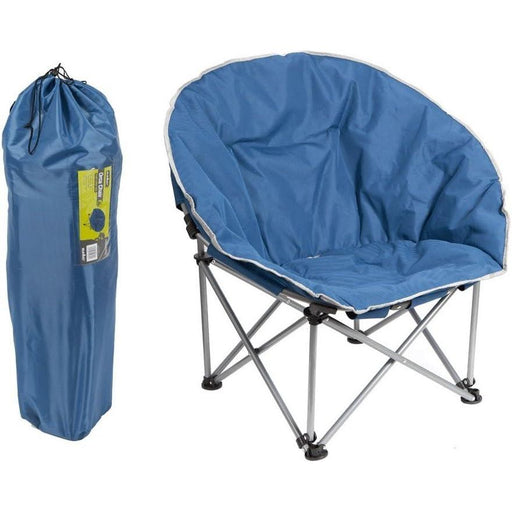 Blue Adult Bucket Camping Chair Padded High Back Folding Orca Moon Chair & Bag Summit - Dynamic Drive