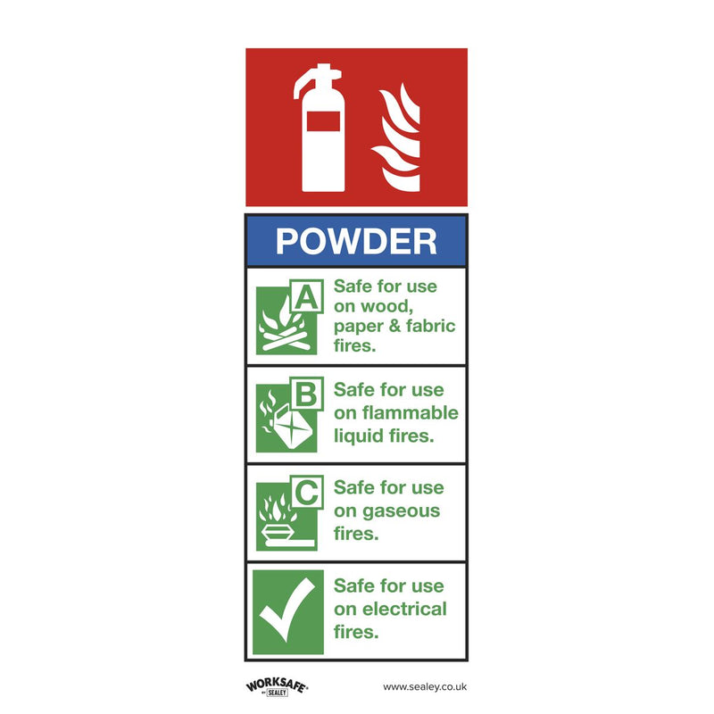 Sealey Safe Conditions Safety Sign Powder Fire Extinguisher Self-Adhesive Vinyl Sealey - Dynamic Drive