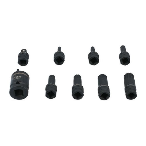 Laser Dual Drive Spline Impact Bit Socket Set 9pc 7979 Laser - Dynamic Drive