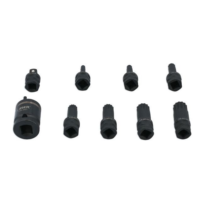 Laser Dual Drive Spline Impact Bit Socket Set 9pc 7979 Laser - Dynamic Drive