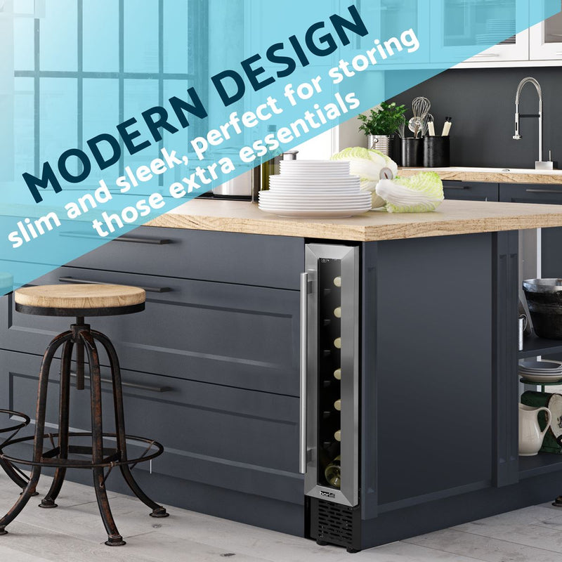 Baridi Extra-Slim 7 Bottle Wine Fridge & Cooler 15cm - Stainless Steel Baridi - Dynamic Drive