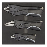 Sealey Premier Black 3pc Quick Release Locking Plier Sets Mole Grips Pliers Sealey  - Dynamic Drive