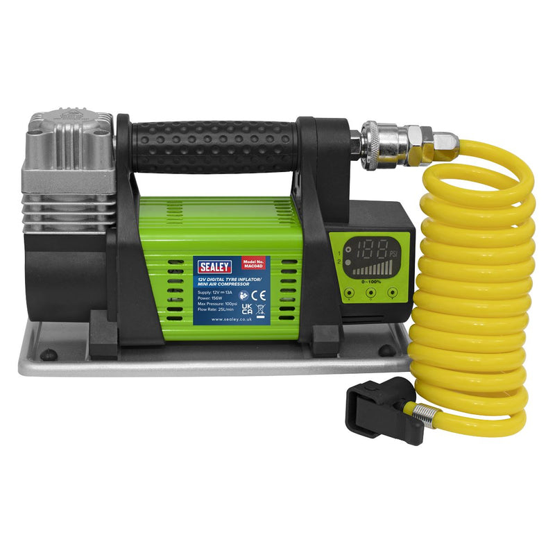 Sealey Digital Tyre Inflator/Mini Air Compressor 12V MAC04D Sealey - Dynamic Drive