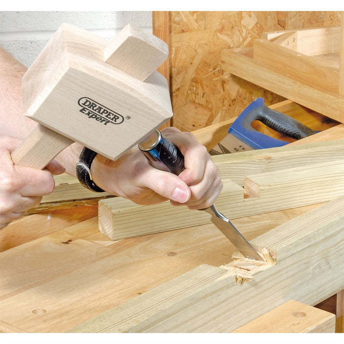 Draper Soft Grip Pound Thru Bevel Edge Wood Chisel, 25 x 140mm 24408 Draper - Dynamic Drive