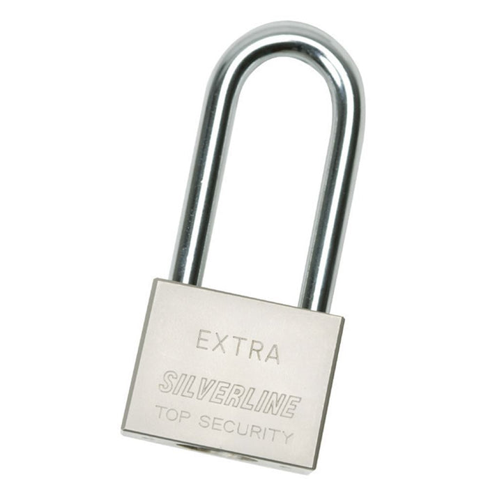 Silverline Steel Padlock Long Shackle 40mm Silverline - Dynamic Drive