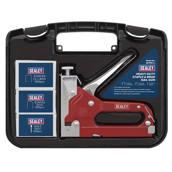 Sealey Staple & Nail Gun Heavy-Duty 4-14mm AK7061 Sealey  - Dynamic Drive