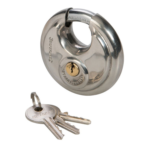 Silverline Stainless Steel Disc Padlock 70mm 292707 Silverline  - Dynamic Drive