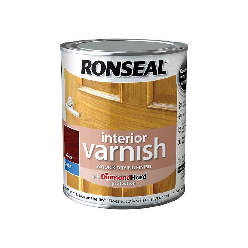 Ronseal Interior Varnish Quick Dry Satin Teak 250ml Ronseal - Dynamic Drive