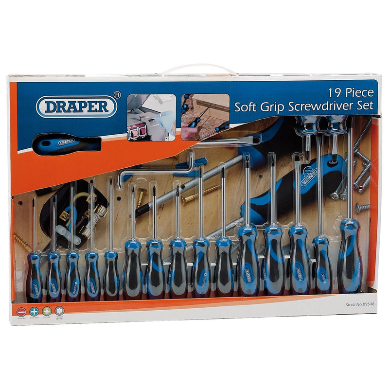 Draper Soft Grip Screwdriver Set (19 Piece) 09548 Draper - Dynamic Drive