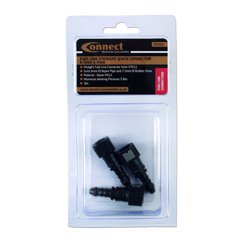 Connect Fuel Line Straight Quick Connectors 6.3mm x 6mm 3pc 37212 Tool Connection - Dynamic Drive