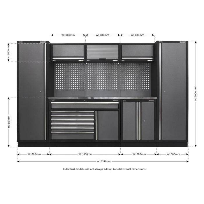 Sealey Superline Pro 3.24m Storage System Stainless Steel Worktop Sealey - Dynamic Drive