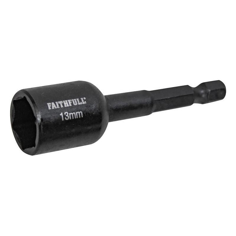 Faithfull Magnetic Impact Nut Driver 13mm x 1/4in Hex Faithfull - Dynamic Drive