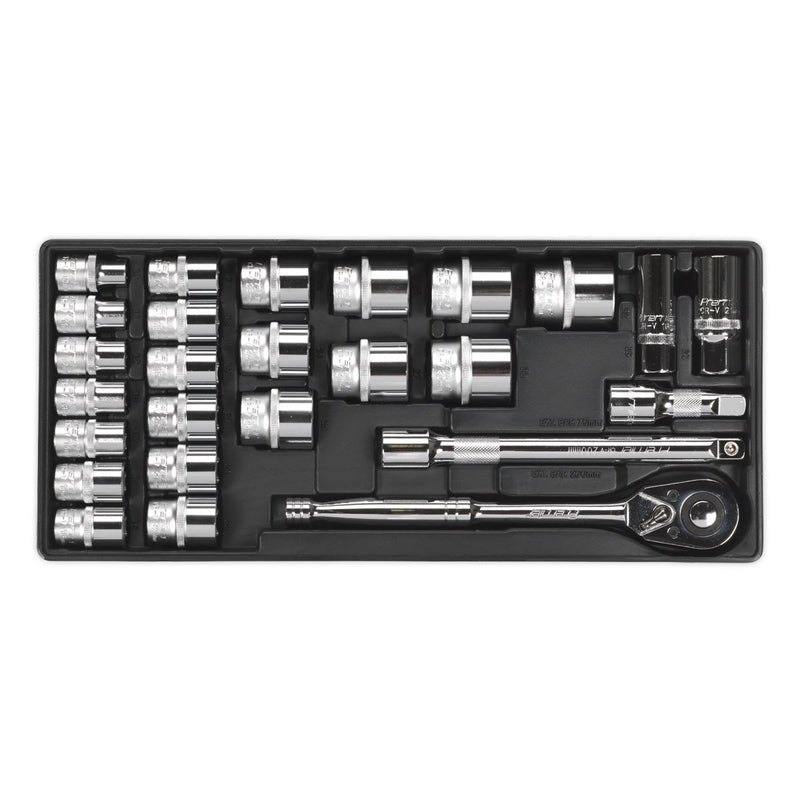 Sealey Tool Tray with Socket Set 26pc 1/2"Sq Drive TBT21 Sealey - Dynamic Drive