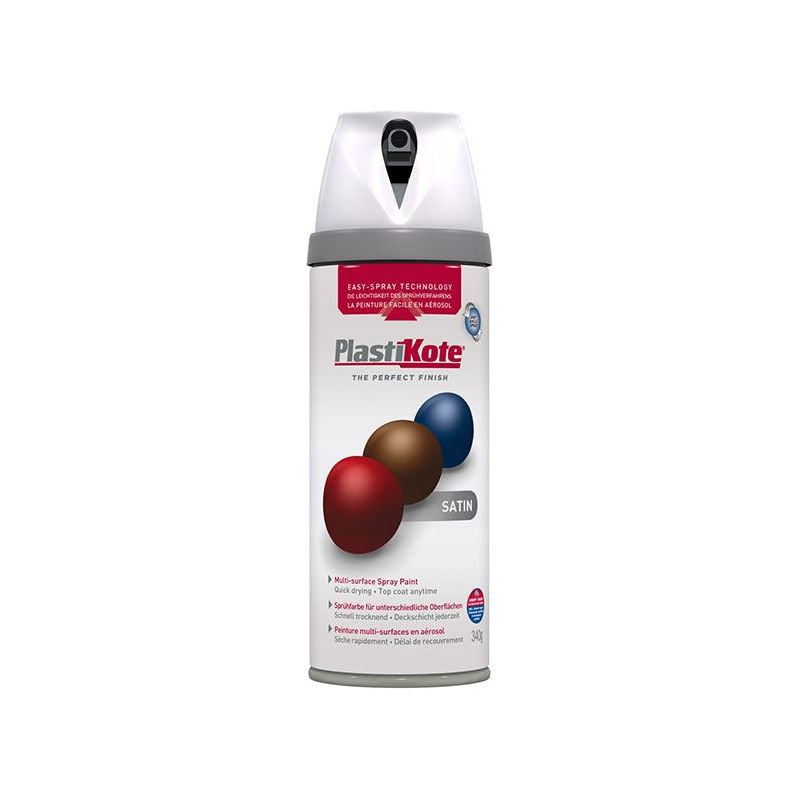 Plastikote Twist & Spray Satin White 400ml PlastiKote - Dynamic Drive