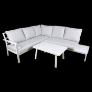 Dellonda Kyoto White 3 Piece Outdoor Garden Corner Sofa & Coffee Table Set Dellonda  - Dynamic Drive
