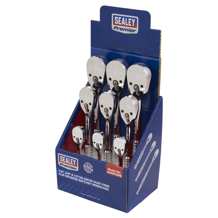 Sealey Ratchet Wrenches 1/4", 3/8" & 1/2"Sq Drive-Display Box of 9 AK6672DB Sealey  - Dynamic Drive