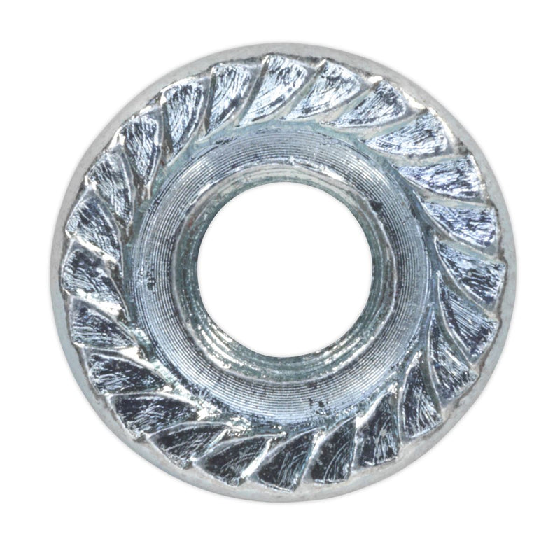 Sealey Flange Nut Serrated M6 Zinc DIN 6923 Pack of 100 FN6 Sealey  - Dynamic Drive