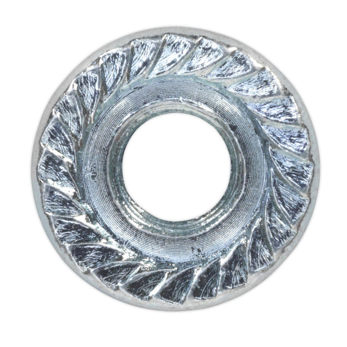 Sealey Flange Nut Serrated M6 Zinc DIN 6923 Pack of 100 FN6 Sealey  - Dynamic Drive