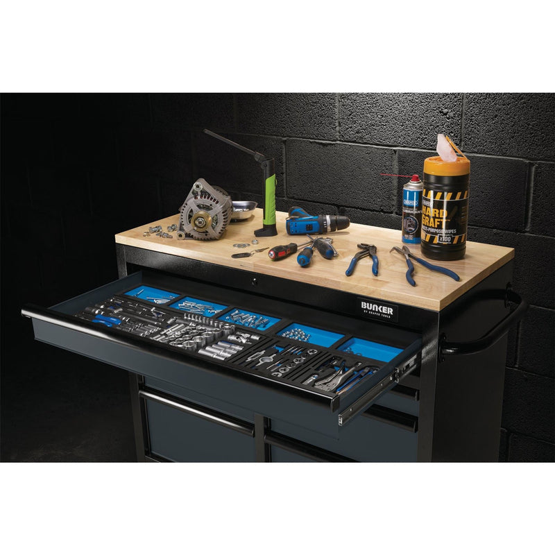 Draper BUNKER Workbench Roller Tool Cabinet, 7 Drawer, 41", Grey 08216 Draper - Dynamic Drive