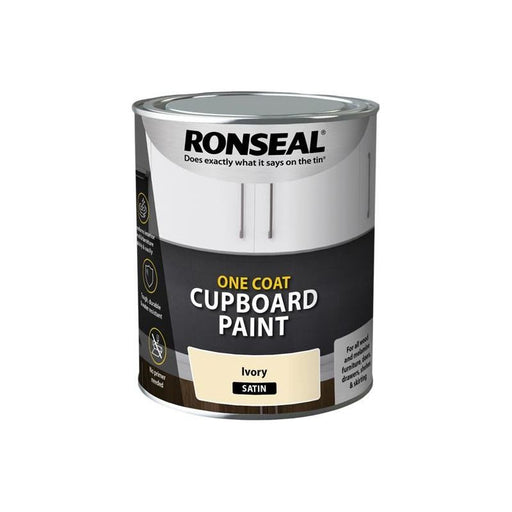 Ronseal One Coat Cupboard Paint Ivory Satin 750ml Ronseal - Dynamic Drive