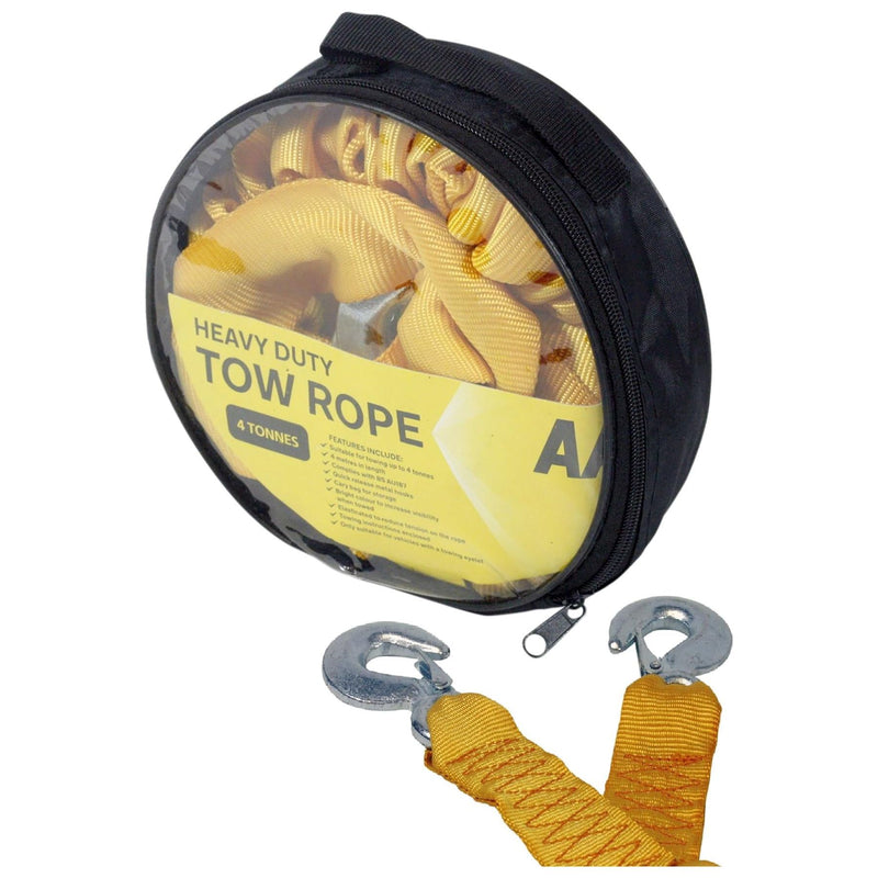 AA 4 Tonne 4 Metre Heavy Duty Strong Tow Rope Car Van Strap Elasticated Strong AA - Dynamic Drive