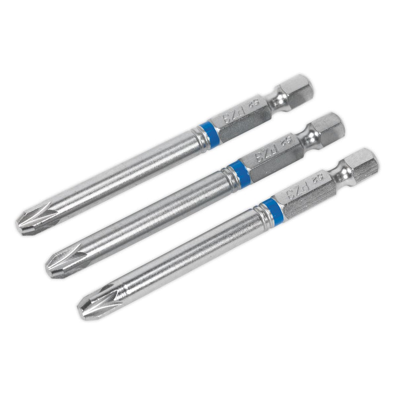 Sealey Power Tool Bit Pozi #3 Colour-Coded S2 75mm Pack of 3 Sealey - Dynamic Drive